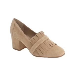 Steve Madden Kate Kiltie Tan Suede Fringe Block Loafer Heels